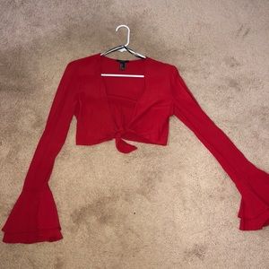 Red blue sleeve Coachella top